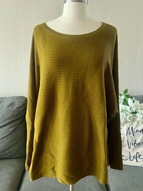 Sonoma Olive Ribbed Scoop Neck Sweater
